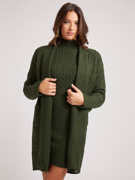 Guess Cardigan Amestec De Lână Verde