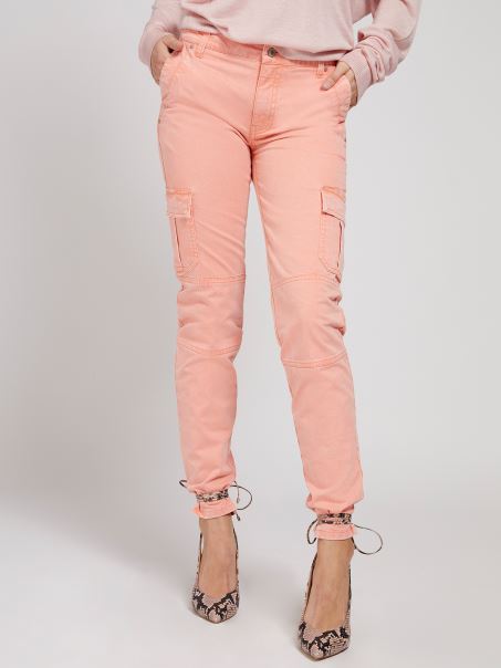Pantalon Cargo Skinny Fit Guess Portocaliu