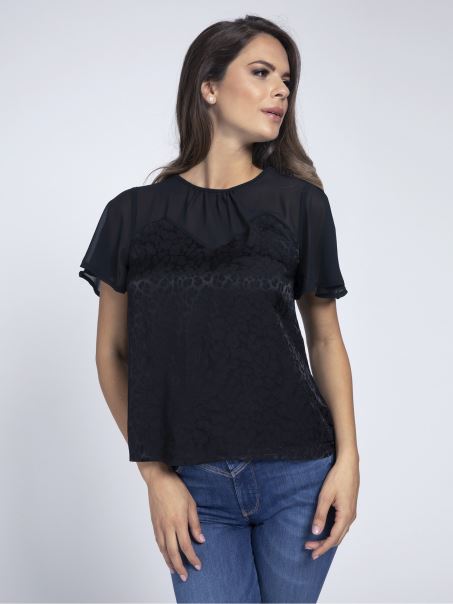 Top Jacquard Negru Animalier Guess