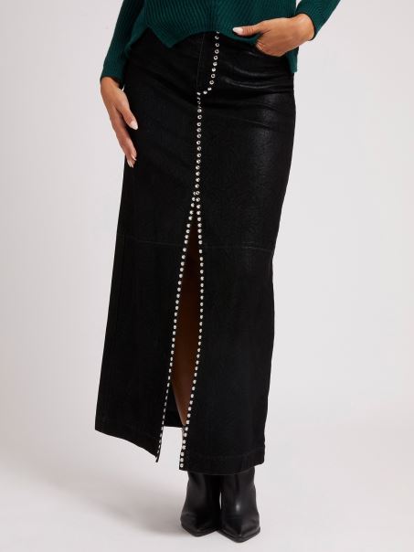 Fusta Neagra Din Imitatie De Piele Guess Cu Crampoane