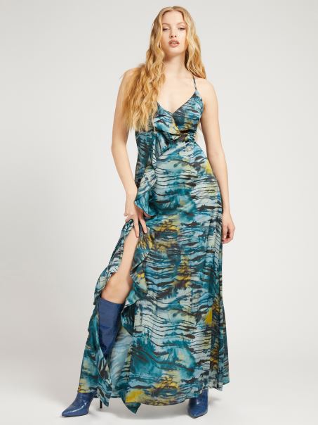 Rochie Maxi Cu Imprimeu Multi Guess Albastru