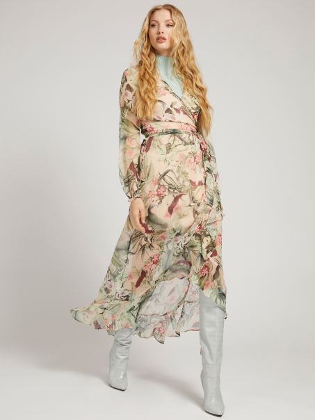 Rochie Maxi Cu Imprimeu Integral Guess Cu Fantezie Florală