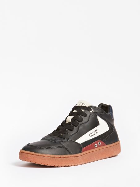 Guess Pesaro Adidași înalți Din Piele Naturală Negru