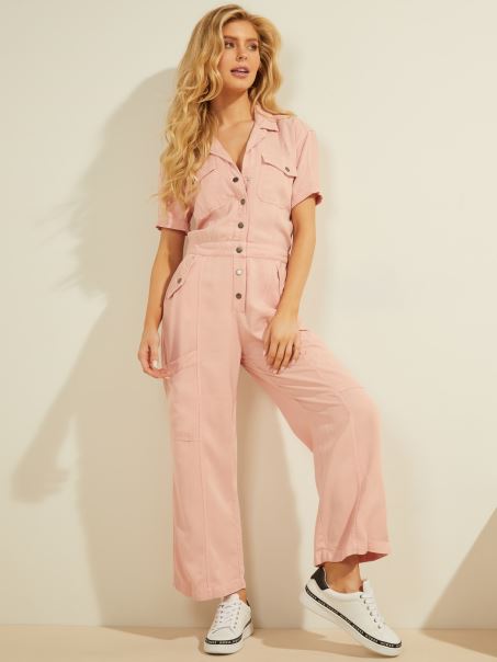 Salopetă Roz Cu Buzunar în Față Guess