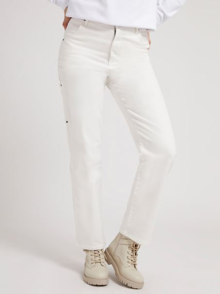 Pantalon Denim Obișnuit Guess Alb