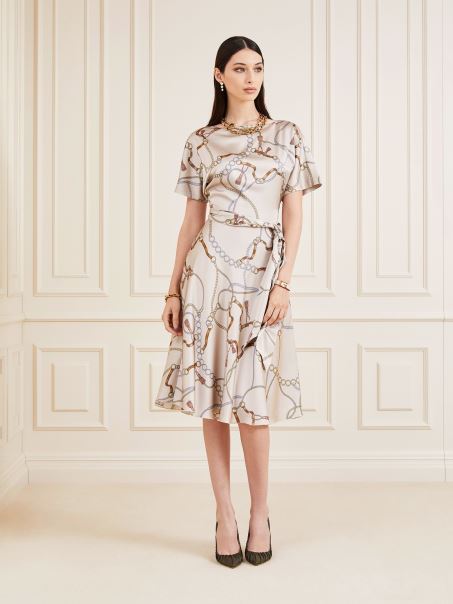 Crem Marciano Rochie Imprimeu Peste Tot Guess