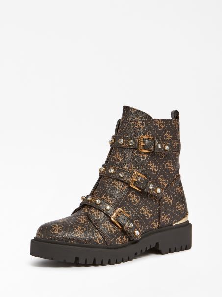 Botine Cu Logo Ocea 4g Maro Guess