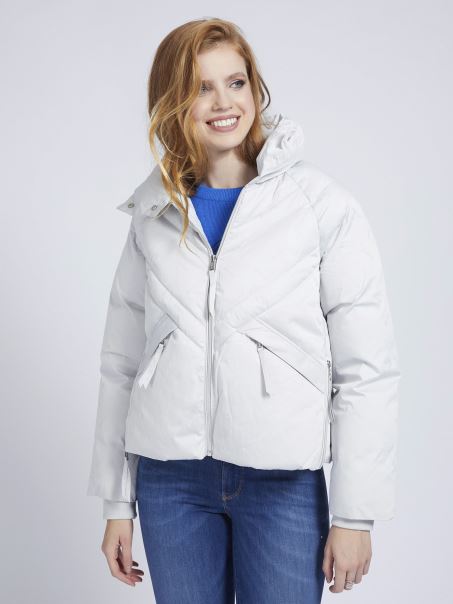 Jachetă Căptușită Din Jacquard Gri Deschis