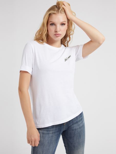 Guess Tricou Cu Imprimeu Alb Pe Spate