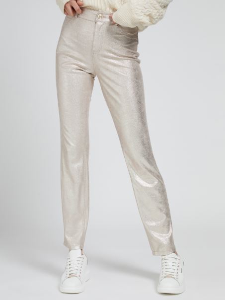 Pantaloni Skinny Din Folie Guess Aurii