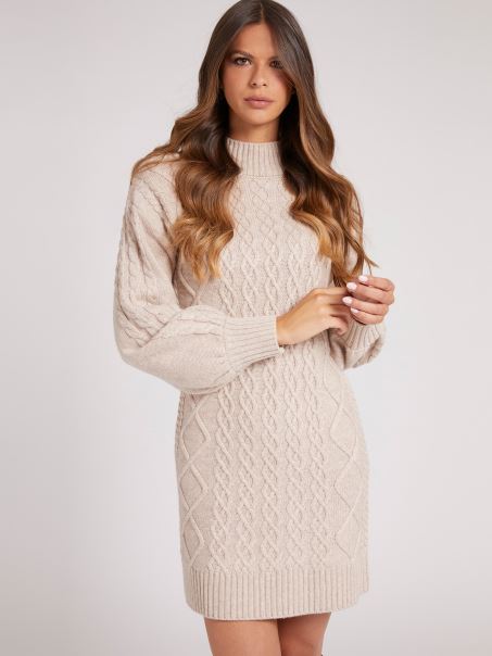 Rochie Bej Din Amestec De Lana Guess