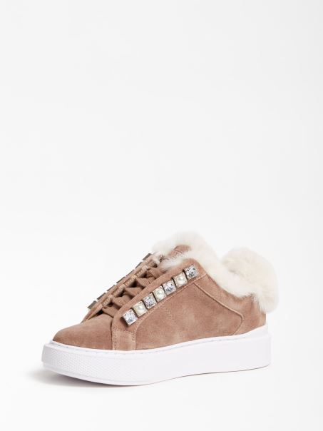 Adidași Gri Multi Haya Din Piele Naturală Guess