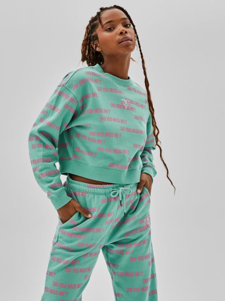 Hanorac Crop Cu Imprimeu Integral Guess Blue