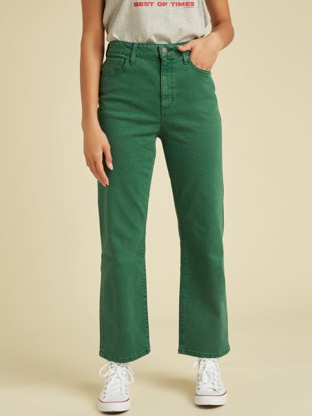 Pantaloni De Denim Guess Cu O Formă Relaxată De Culoare Verde