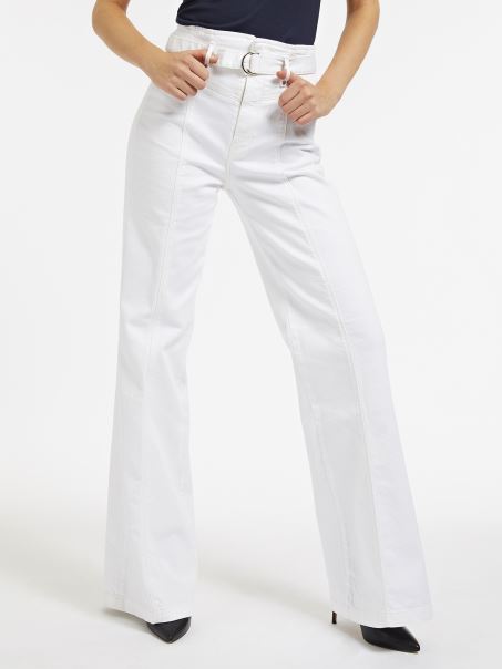 Pantalon Denim Palazzo Guess White