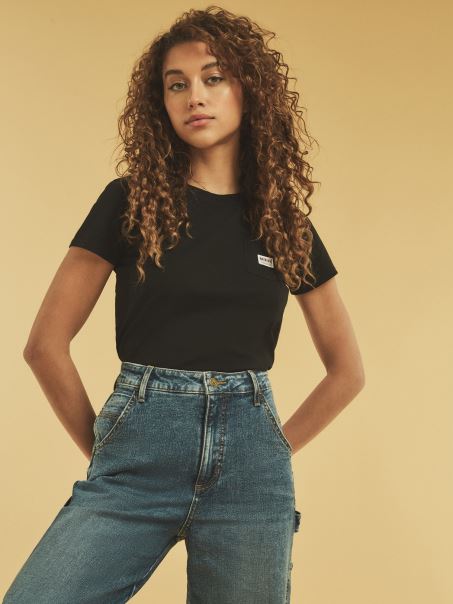 Tricou Cu Buzunar Frontal Guess Negru