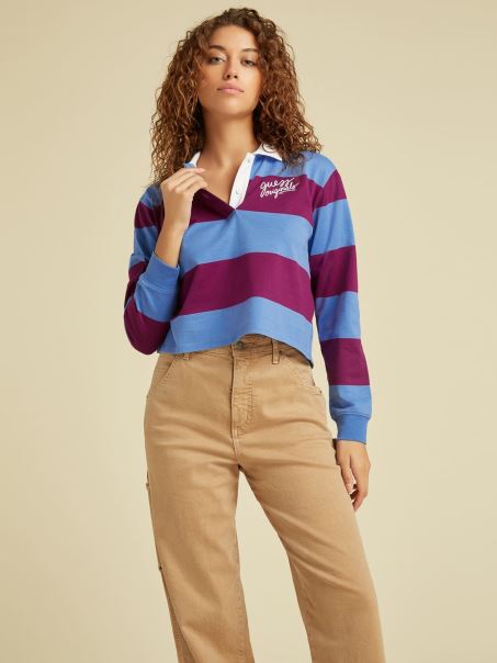 Guess Tricou Polo Decupat Roșu