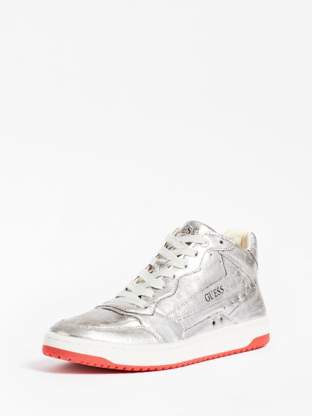 Adidași înalți Laminati Pesaro Guess Argintiu