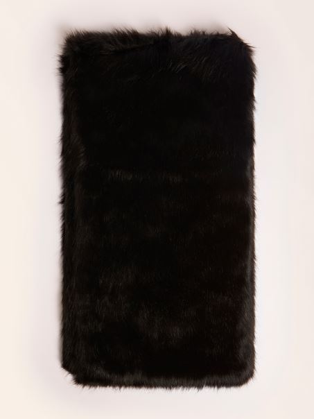Eșarfă Neagră De Blană Artificială Guess