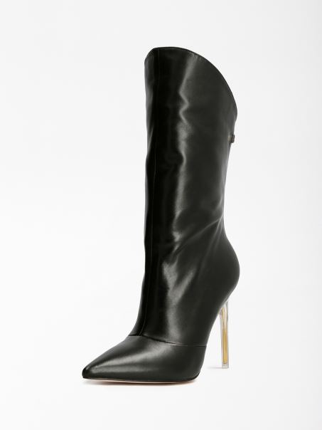 Cizmă Neagră Guess Samwell Din Piele Naturală