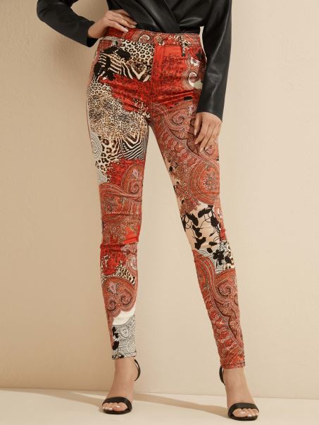 Guess Nuanțe De Portocaliu Marciano Peste Tot Cu Imprimeu Pantalon Denim