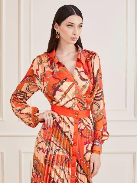 Marciano Pe Tot Corpul Imprimat Guess Nuanțe De Portocaliu