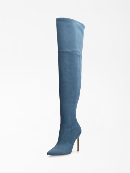 Cizme De Piele Intoarsa Baiwa Albastra Guess