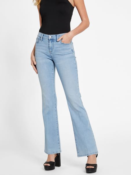 Blugi Guess Eco Lyllah Cu Talie Mijlocie Bootcut Spalare Deschisa