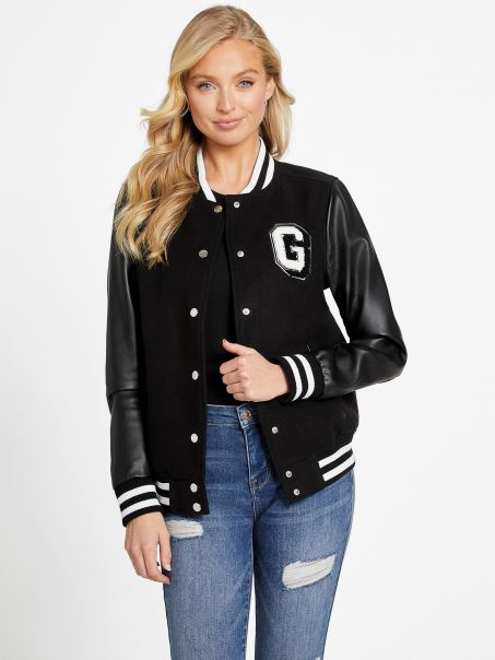 Jachetă De Varsity Carola Negru Jet Guess