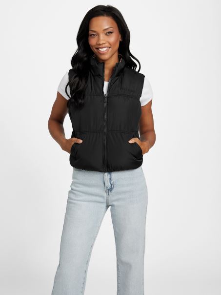 Vestă Pufă Reversibilă Guess Negru Jet Eco Rane