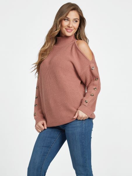 Abbey Turtleneck Pulover Castanie Prăjită Guess