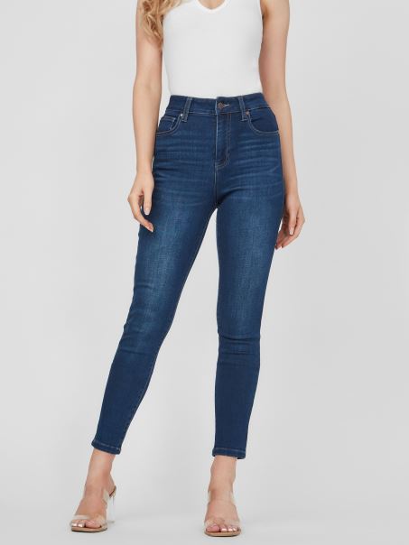 Guess Tamara Blugi Skinny Cu Talie înaltă Spălare închisă La Culoare