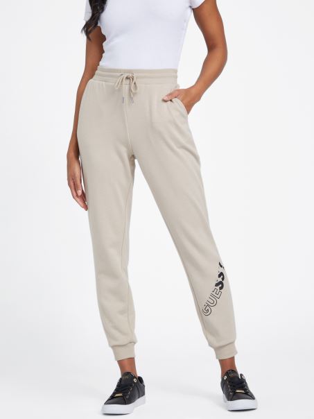 Sabrina Logo Pantaloni De Jogging Catifea Taupe Guess