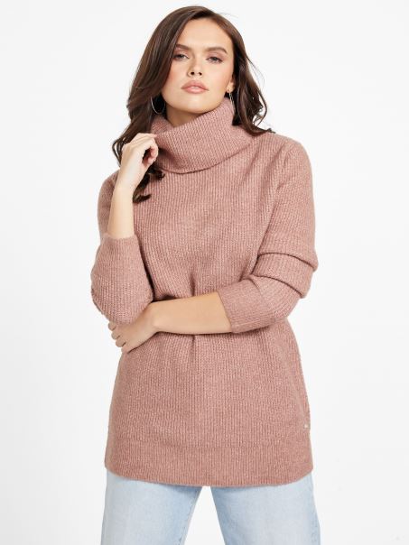 Guess Ghimbir Pulover Lung Castan Prăjit