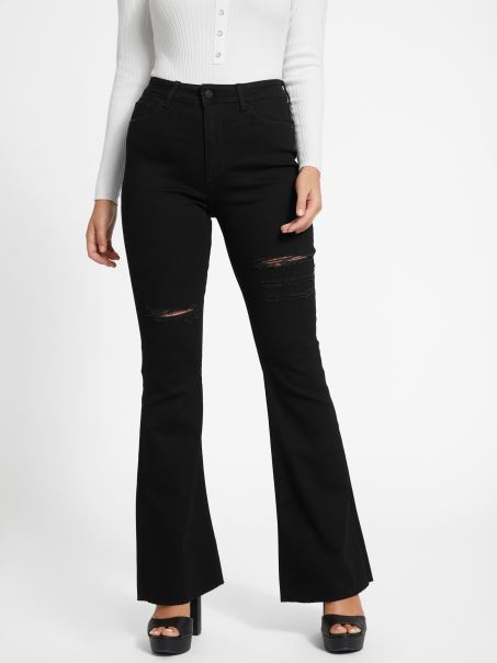 Negru Distruge Guess Eco Lyndon Blugi Evazați Distruși