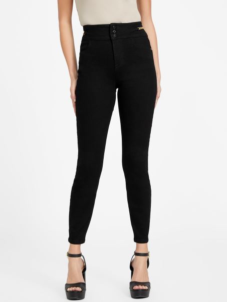 Guess Blugi Skinny Cu Lanț Regina Negri