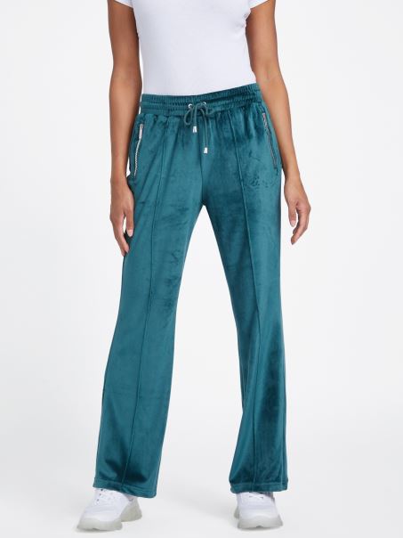 Jade închis Eco Uma Pantaloni De Velur Guess