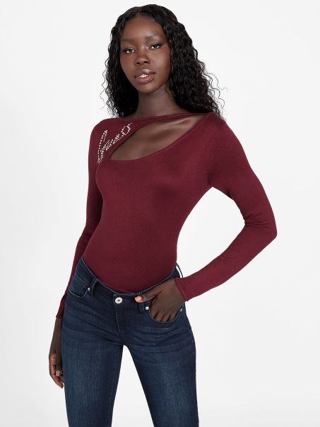 Pulover Cu Logo Nina Decupat Guess Mystic Wine