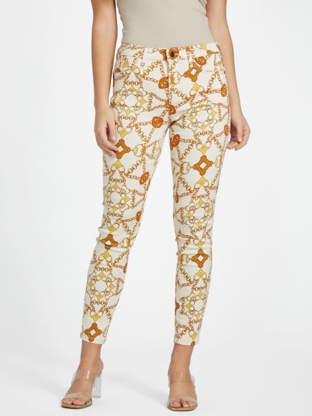 Blugi Skinny Cu Talie Medie Eco Chloe Guess Fard De Obraz Vanilie