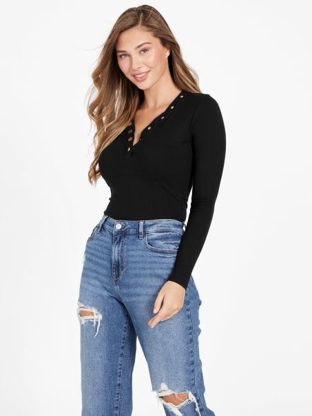 Eco Delia Top Jet Black Guess