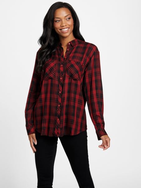 Vacanță Bliss Carouri Guess Chai Top Cu Nasturi