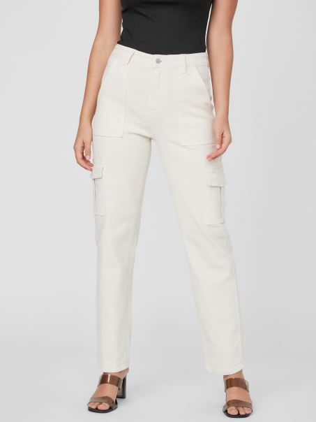 Blugi Cargo Cu Talie Mare Hayden Guess Mountain White