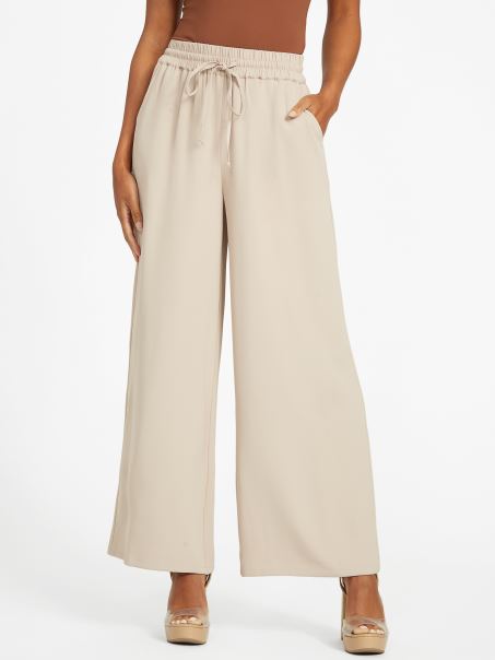 Guess Kennedy Pantaloni Largi Catifea Taupe