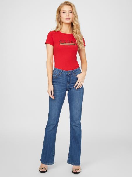 Tricou Cu Paiete Sterling Rugby Red Guess