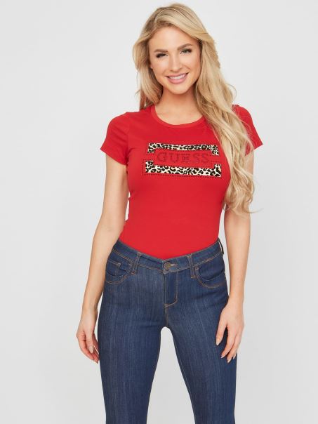 Tricou Cu Logo Capri Roșu Rugby Guess