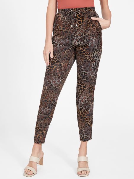 Pantalon Jacquard Leopard Multi Fadey Cu Imprimeu Animal Guess