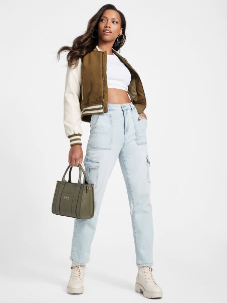 Blugi Cargo Cu Talie înaltă Guess Eco Hayden Spălare Lejeră