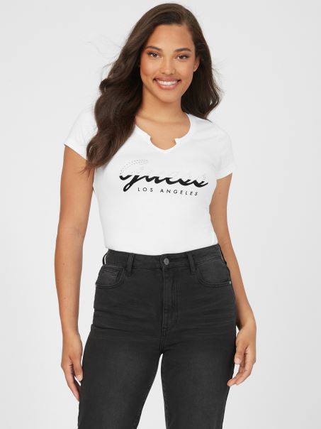 Tricou Cu Logo Alb Pur Anason Guess