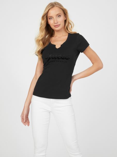 Tricou Cu Logo Anason Negru Jet Guess