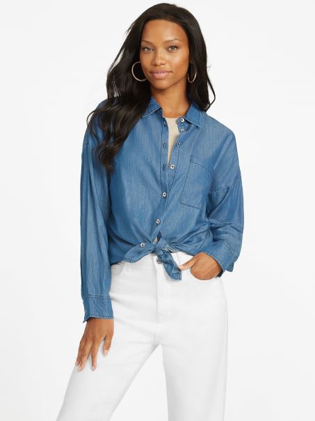 Tai Cămașă Supradimensionată Guess Indigo
